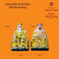 Bộ Tượng Thần Tài Thổ Địa Ghế Đá Áo Vàng