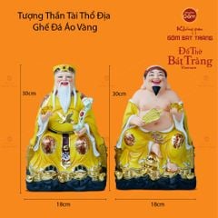 Bộ Tượng Thần Tài Thổ Địa Ghế Đá Áo Vàng