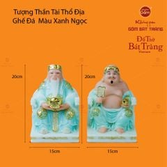 Bộ Tượng Thần Tài Thổ Địa Ghế Rồng Màu Xanh Ngọc
