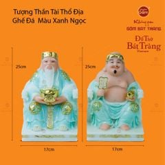 Bộ Tượng Thần Tài Thổ Địa Ghế Rồng Màu Xanh Ngọc