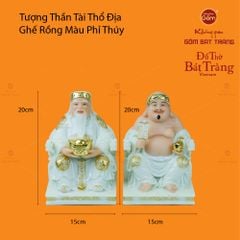Bộ Tượng Thần Tài Thổ Địa Ghế Rồng Màu Phỉ Thúy