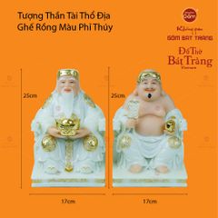 Bộ Tượng Thần Tài Thổ Địa Ghế Rồng Màu Phỉ Thúy