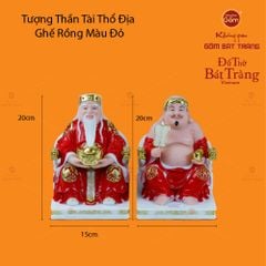 Bộ Tượng Thần Tài Thổ Địa Ghế Rồng Màu Đỏ