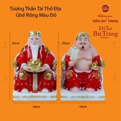 Bộ Tượng Thần Tài Thổ Địa Ghế Rồng Màu Đỏ