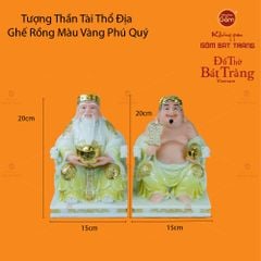 Bộ Tượng Thần Tài Thổ Địa Ghế Rồng Màu Vàng Phú Quý