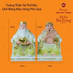 Bộ Tượng Thần Tài Thổ Địa Ghế Rồng Màu Vàng Phú Quý