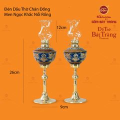 Đèn Dầu Thờ Men Ngọc Chạm Nổi Rồng