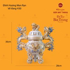 Đỉnh Hương Thờ Men Rạn Vẽ Vàng
