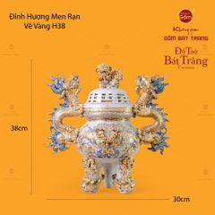 Đỉnh Hương Thờ Men Rạn Vẽ Vàng