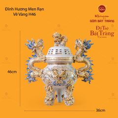 Đỉnh Hương Thờ Men Rạn Vẽ Vàng