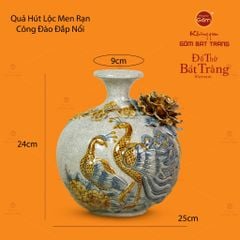 Quả Hút Lộc Men Rạn Đắp Nổi Họa Tiết Công Đào