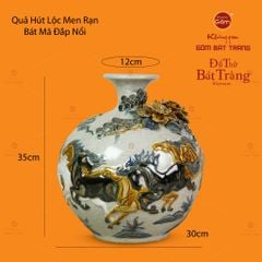 Quả Hút Lộc Men Rạn Đắp Nổi Họa Tiết Bát Mã