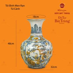 Tỏi Bình Men Rạn Đắp Nổi Họa Tiết Tứ Cảnh