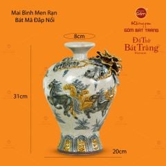 Mai Bình Men Rạn Đắp Nổi Họa Tiết Bát Mã