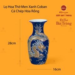 Lọ Hoa Men Xanh Coban Cá Chép Hoá Rồng