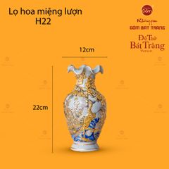 Lọ Hoa Miệng Lượn Công Đào Men Rạn Vẽ Vàng