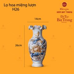Lọ Hoa Miệng Lượn Hoa Sen Men Rạn Vẽ Vàng
