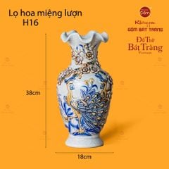 Lọ Hoa Miệng Lượn Men Rạn Họa Tiết Công Đào