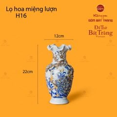 Lọ Hoa Miệng Lượn Men Rạn Họa Tiết Công Đào