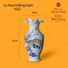 Lọ Hoa Miệng Lượn Men Rạn Họa Tiết Hồi Long Hướng Nhật