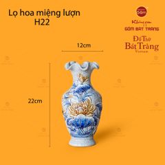 Lọ Hoa Miệng Lượn Men Rạn Họa Tiết Kim Liên