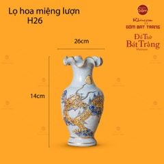 Lọ Hoa Miệng Lượn Rồng Chầu Nhật Men Rạn Vẽ Vàng
