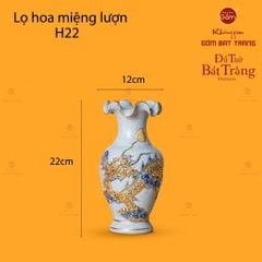 Lọ Hoa Miệng Lượn Rồng Chầu Nhật Men Rạn Vẽ Vàng