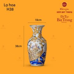 Lọ Hoa Thờ Công Đào Men Rạn Vẽ Vàng