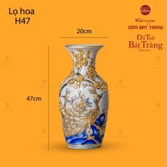 Lọ Hoa Thờ Công Đào Men Rạn Vẽ Vàng