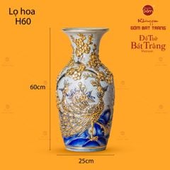 Lọ Hoa Thờ Công Đào Men Rạn Vẽ Vàng