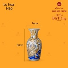 Lọ Hoa Thờ Công Đào Men Rạn Vẽ Vàng