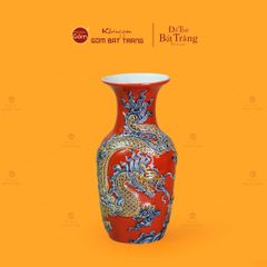 Lọ Hoa Thờ Men Đỏ Họa Tiết Cá Chép Hóa Rồng