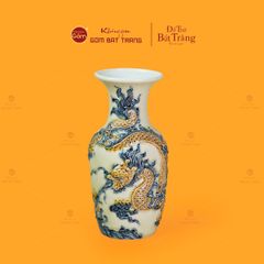 Lọ Hoa Thờ Men Hoàng Thổ Họa Tiết Cá Chép Hóa Rồng