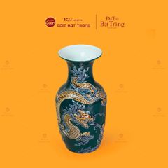 Lọ Hoa Thờ Men Lục Họa Tiết Cá Chép Hóa Rồng