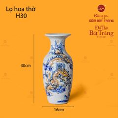 Lọ Hoa Thờ Men Rạn Họa Tiết Cá Chép Hóa Rồng