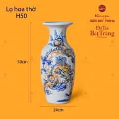 Lọ Hoa Thờ Men Rạn Họa Tiết Cá Chép Hóa Rồng