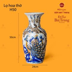 Lọ Hoa Thờ Men Rạn Họa Tiết Công Đào