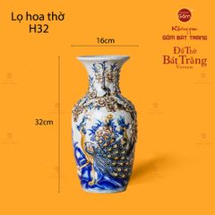 Lọ Hoa Thờ Men Rạn Họa Tiết Công Đào