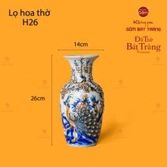 Lọ Hoa Thờ Men Rạn Họa Tiết Công Đào