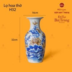 Lọ Hoa Thờ Men Rạn Họa Tiết Kim Liên
