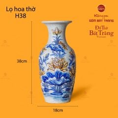 Lọ Hoa Thờ Men Rạn Họa Tiết Kim Liên