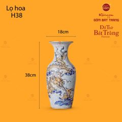 Lọ Hoa Thờ Vẽ Rồng Men Rạn Vẽ Vàng
