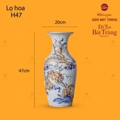 Lọ Hoa Thờ Vẽ Rồng Men Rạn Vẽ Vàng
