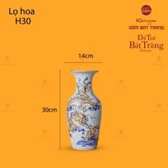 Lọ Hoa Thờ Vẽ Rồng Men Rạn Vẽ Vàng
