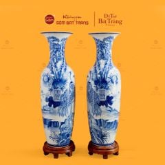 Lộc Bình 1M2 Men Lam Họa Tiết Tùng Hạc