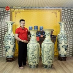 Lộc Bình 1M2 Men Rạn Hanh Vàng Tứ Cảnh Vẽ Kỹ