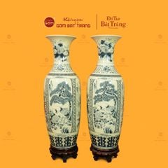 Lộc Bình 1M2 Men Rạn Hanh Vàng Tứ Cảnh Vẽ Kỹ