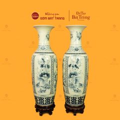 Lộc Bình 1M2 Men Rạn Hanh Vàng Tứ Cảnh Vẽ Kỹ