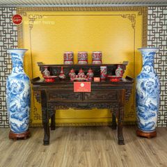 Lộc Bình 1M4 Men Lam Họa Tiết Bách Điểu Trầu Hoàng