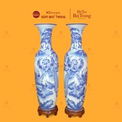 Lộc Bình 1M4 Men Lam Họa Tiết Bách Điểu Trầu Hoàng